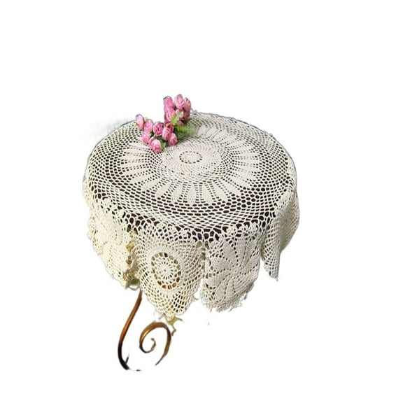 Cotton Handmade Crochet lace Table Runners Round Tablecloth Doilies Doily Table Dresser Scarf Décor