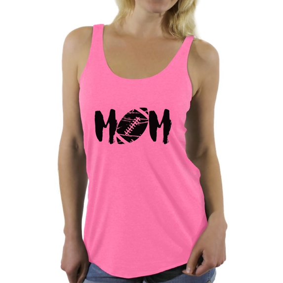 Awkward Styles Women's M-O-M Football Mom Graphic Racerback Tank Tops Black Sports Mother's Day Gift