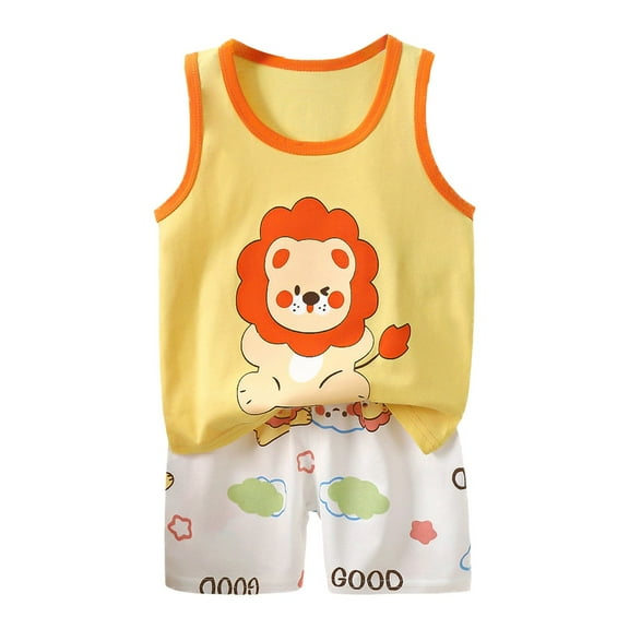 Zshosam Toddler Boys Summer Outfits Boys Short Sleeve T-Shirt Tank Top and Shorts 2 Piece Set for Toddlers to Big Kids Size 4T 5T,(Yellow 4-5 Years)