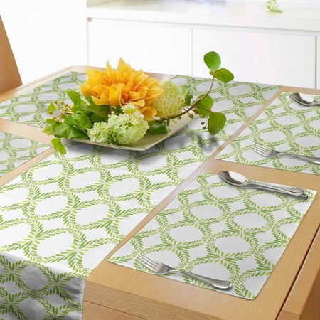 

Floral Table Runner & Placemats Interpretations of Undivided Laurel Wreath in Watercolor Style Set for Dining Table Decor Placemat 4 pcs + Runner 12 x90 Lime Green Yellow Green by Ambesonne