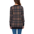 thumbnail image 3 of Uhndy Long Sleeve T Shirts For Women Crewneck Plaid Casual Blouse Vintage Plaid Tunic Shirts Coffee L Coffee S, 3 of 3