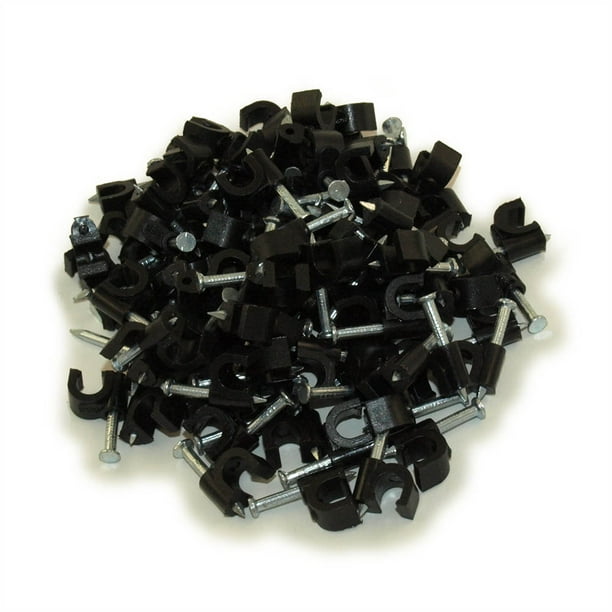 100 Pack Nailin Cable Clip for Coax RG59 or RG6, Black