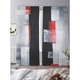 thumbnail image 3 of Red Black Modern Sheer Curtains 96 Inch Length 2 Panels Set, Abstract Oil Painting Geometric Artwork Voile Window Treatment Semi Sheer Long Curtains Drapes for Bedroom/Living Room/Kitchen 52"x96"x2, 3 of 7