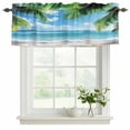 thumbnail image 2 of Beach Ocean Waves Valances for Windows, Summer Tropical Palm Tree Leaves Light Filtering Kitchen Curtains, Rod Pocket Window Valance Curtains for Living Room Bedroom, 60" W x 18" L, 2 Panels, 2 of 9