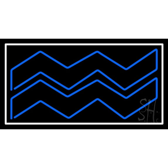 Blue Aquarius White Border LED Neon Sign 20" Tall x 37" Wide - inches Black Square Cut Acrylic Backing, with Dimmer - Bright and Premium built indoor LED Neon Sign for Storefront.