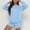 Blue, variant on Women's Oversized Shorts Sets 2 Piece Solid Color Long Sleeve Crewneck Sweatshirt Outfits Casual Fall Trendy Vacation Loose Suits