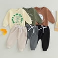 thumbnail image 6 of Douhoow Toddler Boys 2PCS Winter Pants Sets Long Sleeve Letter Pattern Sweatshirt and Drawstring Pants Set, 6 of 9