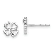 Sterling Silver White Ice Diamond Clover Post Earrings 8x8 mm (0.01 cttw, I1-I3 Clarity, I-J Color)