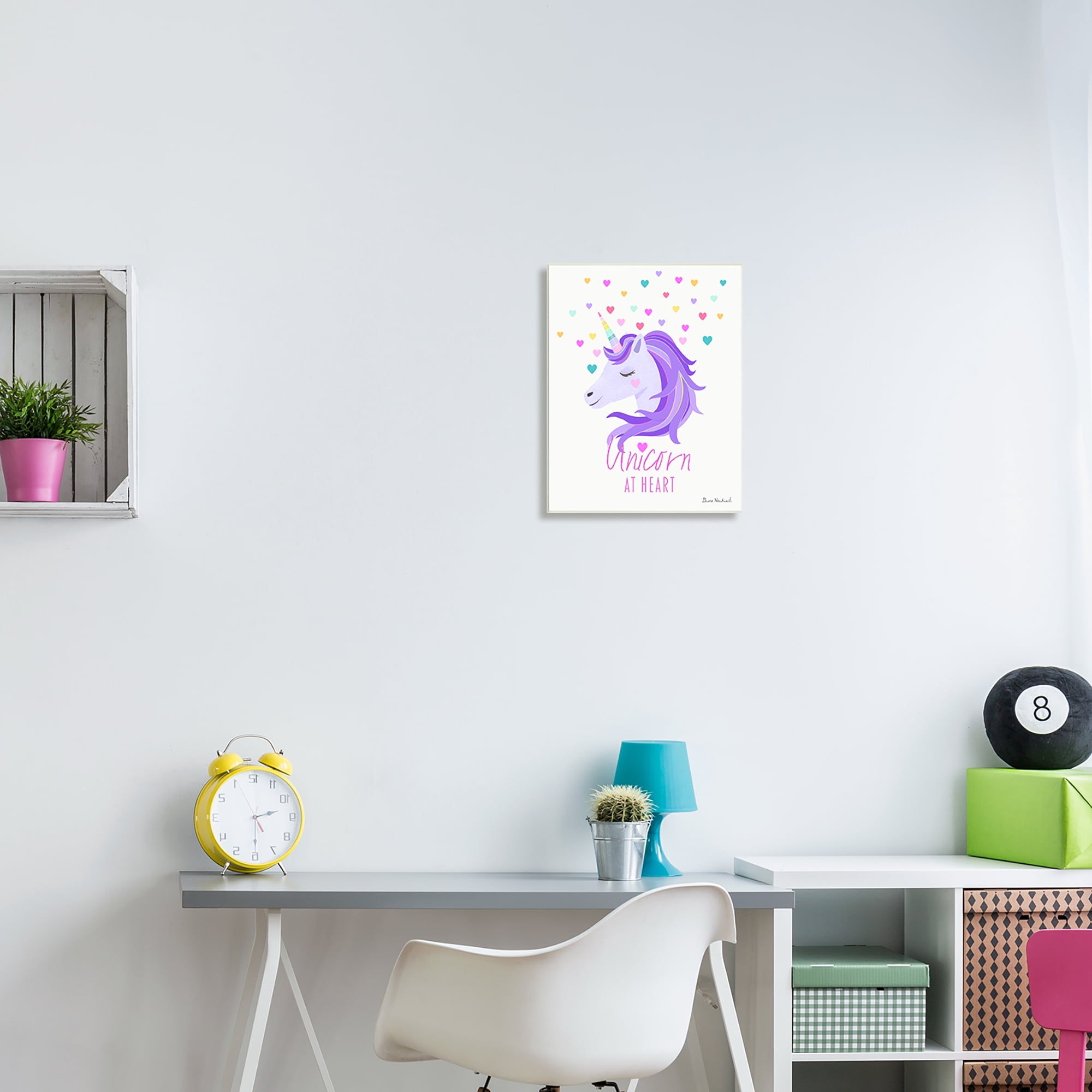 Stupell Industries Unicorn At Heart Phrase Pastel Purple Hearts Pattern Graphic Art Unframed Art Print Wall Art, Design by Diane Neukirch