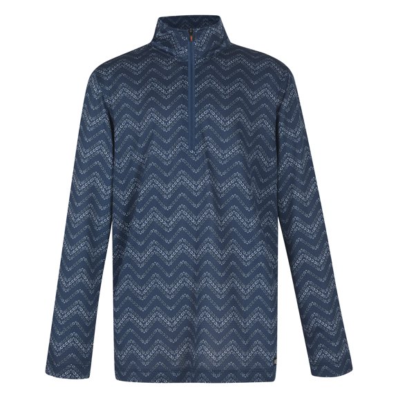 Kerrits Kids Easy Stride Ice Fil® Long Sleeve Shirt (Admiral Hoofprint Chevron, S)