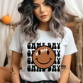 thumbnail image 2 of Game Day Smiley Football T-Shirt | Retro Sporty Graphic Tee, Dark Heather, Size S, 2 of 6