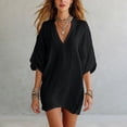 thumbnail image 5 of WCJM Womens Button Down Cover Up Shirt Swimsuit Cover Up Dress Summer Bikini Beach Wear (Black,M), 5 of 5
