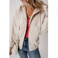 thumbnail image 2 of Women's White Corduroy Hooded Zip-Up Jacket with Drawstring, 2 of 12