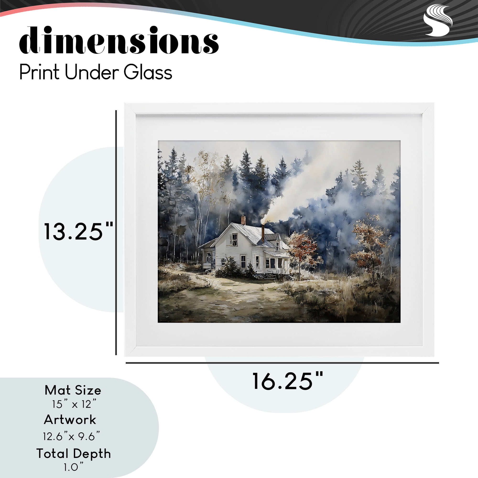 Stupell Industries Indigo Smoke at Woodland Cottage White Framed Print Under Glass, design by Franklyn Gregory