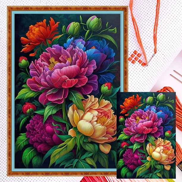 Kit Punto Cruz Contados Hilo Algodón Ecológico Bordado 11CT 40x60cm
