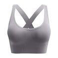thumbnail image 2 of CFLVAEK Cross Back Sports Bras for Women High Support Seamless Yoga Bra Comfy Wireless Crop Tops for Casual Workout Dark Gray S, 2 of 3