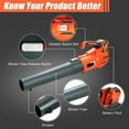 thumbnail image 6 of Gymax Cordless Leaf Blower 20V 350CFM 140MPH 4.0Ah w/Battery & Charger Orange, 6 of 10