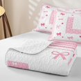 thumbnail image 4 of Manfei Girls Personalized Initial L Twin Quilt Set,Teens Cartoon Ribbon Bow Twin Coverlet Set, 4 of 7