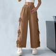 thumbnail image 2 of Bow Tie Wide Leg Pants for Womens Drawstring Elastic Waist Sweatpants Baggy Relaxed Fit Jogger Pants High Waisted Tummy Control Fleece Jogger Sweatpant with Pockets, 2 of 7