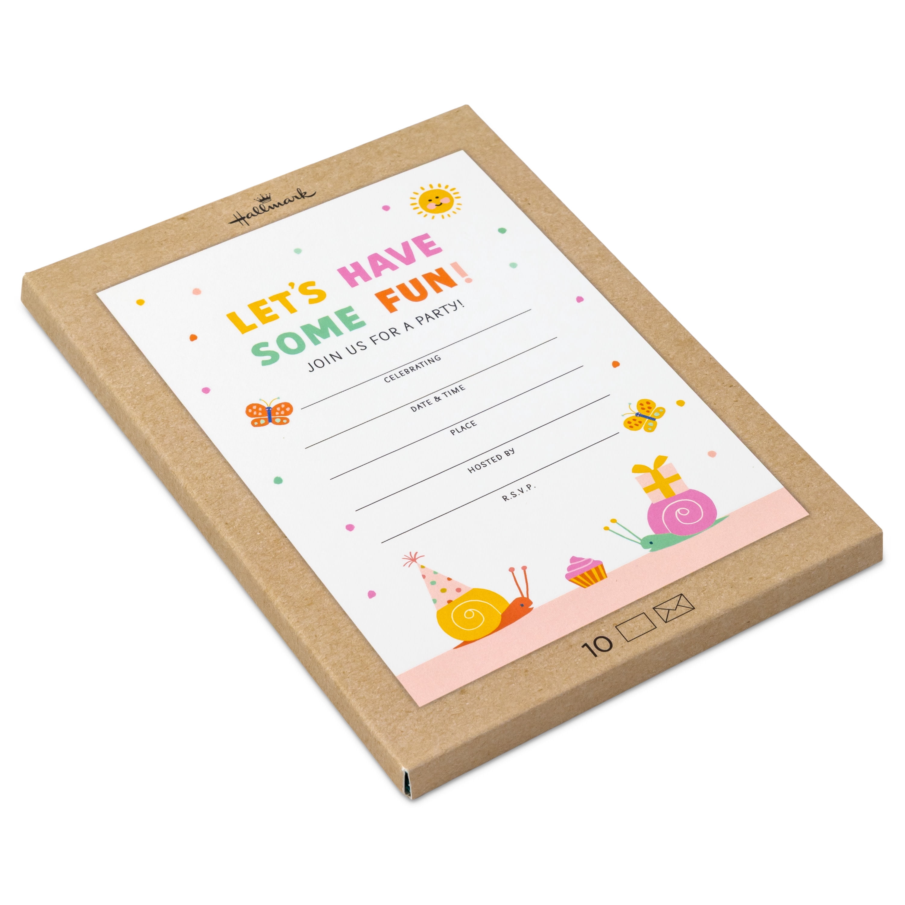 Hallmark Fill-in-the-Blank Kids Party Invitations (Colorful Snails), Pack of 10