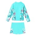 thumbnail image 4 of Doomiva Kids Girls Floral Rash Guard Sets Long Sleeve Zip Up Upf 50+ Swim Coat with Trunks Tankini Green 14, 4 of 5