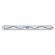 12" Aluminum Wave Ruler, Standard/Metric, Blue
