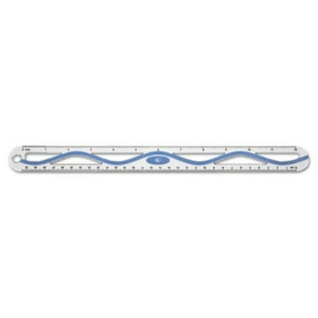 12" Aluminum Wave Ruler, Standard/Metric, Blue