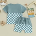 thumbnail image 3 of Bagilaanoe 2pcs Toddler Baby Boy Shorts Set Short Sleeve Checkerboard Print T Shirt Tops + Shorts 6M 12M 18M 24M 3T Kids Casual Summer Clothes, 3 of 8