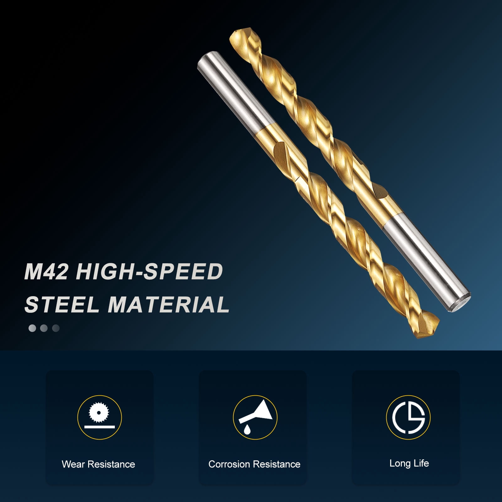 Uxcell 11.5mm Drill Bit, M42 8% Cobalt High-Speed Steel Jobber Straight Shank 135° Titanium Nitride (TiN) Coated for Hard Metal Stainless Steel - 6 Pack