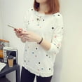 thumbnail image 2 of Female Polka Dot Printed Tassel T-shirt Women Harajuku Fashion Casual Loose Full Sleeve Tops Round Neck T Shirt, 2 of 6
