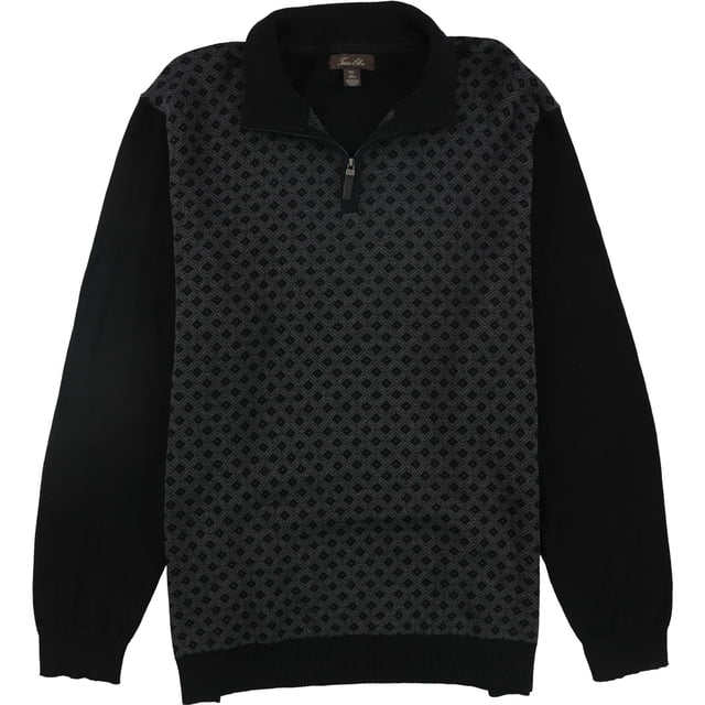 Tasso Elba - Suéter de punto con cierre de cremallera para hombre, color negro, pequeño