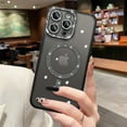 thumbnail image 6 of Compatible with iPhone 13 Pro Max Case Plating Electroplate Magnetic [Support for Magsafe] Bling Glitter Sparkly Diamond Camera Lens Cover Crystal Matte Luxury Case for Girls Women -Black, 6 of 13