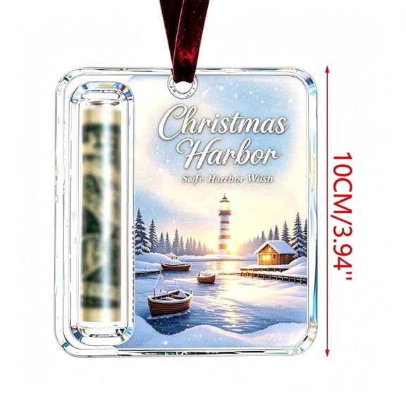 2D Christmas Scenery Acrylic Cash Gift Decoration, Xmas Tree Hanging Money Holder, Decorative Cash Gift Wallet for Party Indoor Display.Small boats