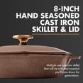 thumbnail image 2 of FINEX 8" Cast Iron Skillet with Lid - Versatile Cast Iron Pan - Cooking Pan Enhances Food Taste - Nonstick Skillet - Heirloom Kitchen Essentials - Pre-Seasoned with Flaxseed Oil, 2 of 7