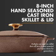 FINEX 8 Cast Iron Skillet with Lid - Versatile Cast Iron Pan - Cooking Pan Enhances Food Taste - Nonstick Skillet - Heirloom Kitchen Essentials - Pre-Seasoned with Flaxseed Oil