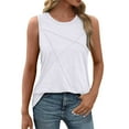 thumbnail image 2 of Yubnlvae Hot Deal: Ruffled V-Neck Blouse - Flowy Office-To-Dinner Top with 50% Off (Summer Essentials), Summer Tank Tops For Women Loose Fit Crew Neck Casual Sleeveless Tops 2025 Trendy, White, L, 2 of 9