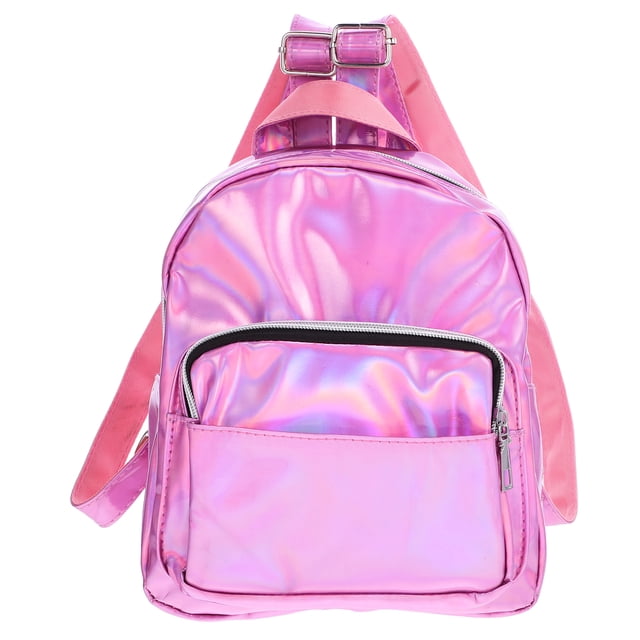 Mochila holográfica elegante, bolso de hombro escolar holográfico para niñas (rosa)