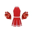 thumbnail image 2 of Aislor Cheer Leader Costumes for Girls Sleeveless Cheerleading Uniform Dress Outfit with Stockings 2 Pom Poms Red 8, 2 of 7