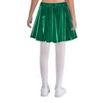 thumbnail image 4 of Xnihocha Ballet Dance Skater Skirt for Kids Girls Glossy Metallic High Waist Skorts Latin Jazz Dance Skirt Green XL, 4 of 7