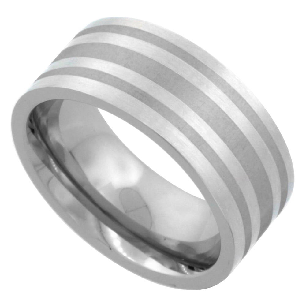 WorldJewels Vertical Lines Stainless Steel Wedding Band & Ring