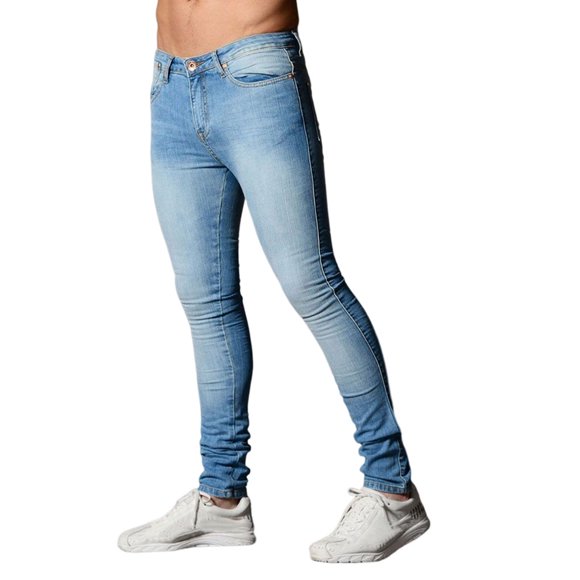 Guardoinrt Men Skinny Jeans Button Pants Fashion Stylish Decorative Casual Leisure Trousers Home Outdoor School Office Dressing XL