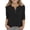Black, variant on Petite Fit Shirt Button down V Neck 3/4 Sleeve Cute Casual Blouse Top Green 110