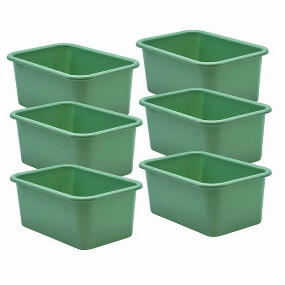 Teacher Created Resources Eucalyptus Green Small Plastic Storage Bin, Pack of 6
