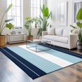 thumbnail image 3 of Area Rugs 5'x7', Navy Blue Aqua Stripe Carpet Runner Indoor Outdoor Rugs Home Decor Aesthetic, Modern Art Horizontal Striped Non Slip Mats Washable Accent Rug for Living Room Bedroom, 3 of 8