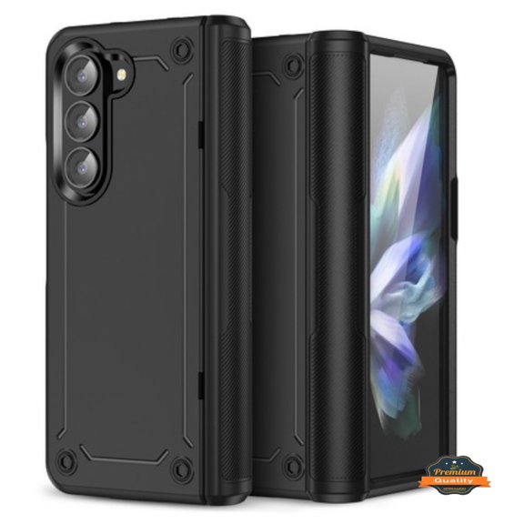 For Samsung Galaxy Z Fold 6 Thin Fit & Hinge Protection Hybrid Hard Back & Soft TPU Dual Layer, Heavy Duty Shockproof Shell Phone Case Cover by Xpression - Black