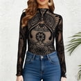 thumbnail image 2 of IWRICH Women's Mesh Long Sleeve Top Sheer Blouse See Through Tee Shirt Lace Tops Black XL, 2 of 6
