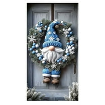 SLYNSHome Christmas Door Covers Decorations Xmas Blue Gnome Backdrop Banner Backdrop for Holiday New Year Party Supplies