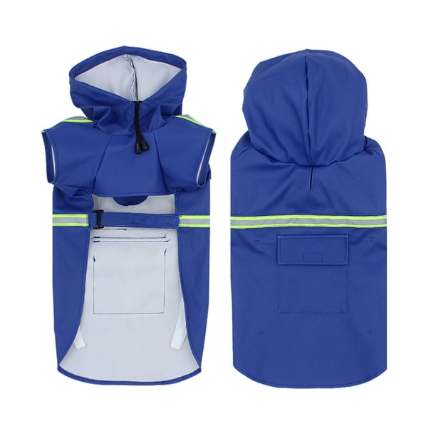 Zhuge Chubasquero impermeable para perros, ropa de lluvia ligera, reflectante y ajustable para mascotas con capucha tipo poncho, talla S, azul