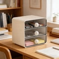 thumbnail image 4 of SSZMDLB Desktop Drawer Organizer, Clear Plastic Storage Box For Stationery Journal Office Supplies, Drawer Style Shelf For Desk Dormitory Vanity, Desktop Organizer Stationery Storage Box, 4 of 6