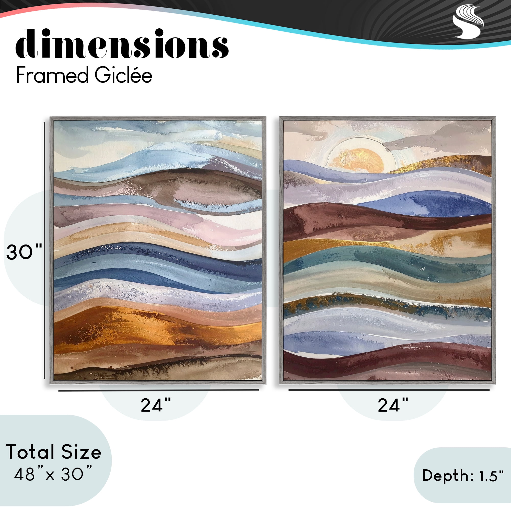 Stupell Industries Earthy Ocean Flow 2 Piece Gray Framed Giclee Art Set, design by Alonza Saunders